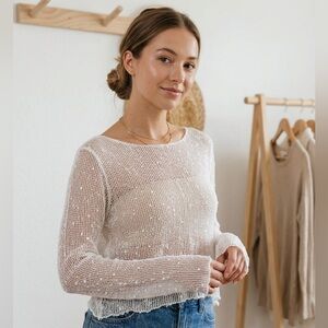 White Mesh Cropped Top - Light Whimsigoth Ethereal Y2K Layers Celestial